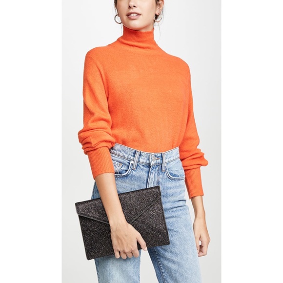 Rebecca Minkoff Black Glitter Leo Clutch NWOT - Picture 10 of 16